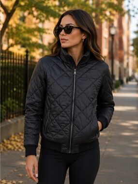 Patagonia Black Quilted Diamond-Pattern Jacket